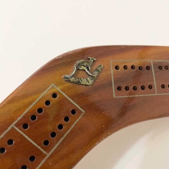 Vintage Australia Souvenir Wooden Boomerang Cribbage Board - Picture 6 of 16